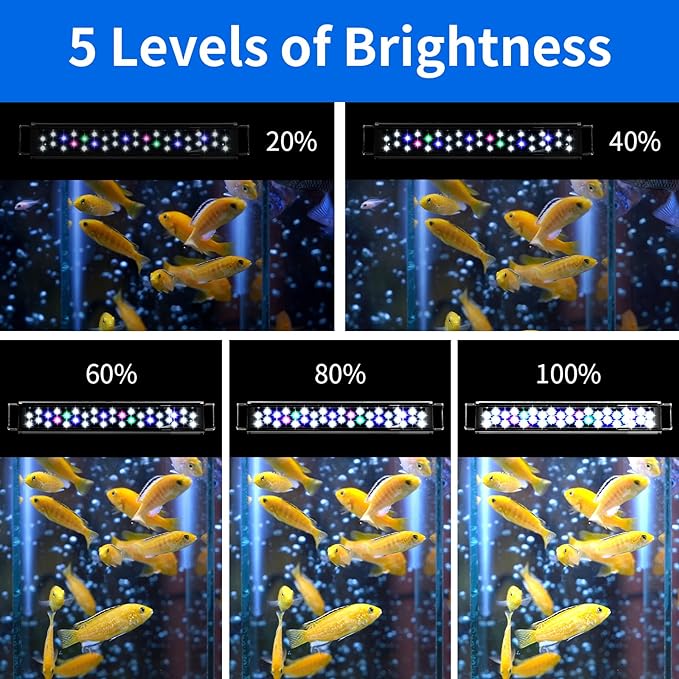 AQUANEAT LED Aquarium Light for 12 Inch Fish Tank, Auto On Off with Timer, Full Spectrum, Adjustable Brightness, Daylight Moonlight Mode, for Fresh Water Low-to-Mid Light Plants