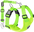 Lukovee Dog Seat Belt for Car, Adjustable Dog Car Harness for Large Medium Small Dogs, Soft Padded & Breathable Mesh Dog Seatbelt with Car Strap and Carabiner(Lime Green Double Clip,Large)