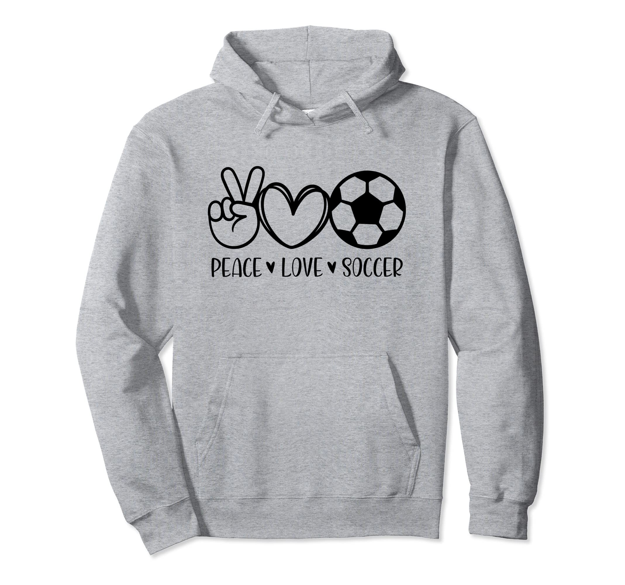 Peace Love Soccer Game Day Sports Mom Hoodie - Novelty Apparel for Adults