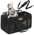 PETUX Pet Carrier Airline Approved, 17"x11"x9.5" Portable Cat Carrier Soft with Anti-Scratch Mesh for Small Cats up to 12 lb, Top Open Breathable Dog Carriers for Puppy up to 10 lb (Black)