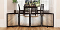 Freestanding Pet Gate for Dogs, Foldable Wooden Dog Gate for House, Indoor Dog Gate for Stair, Doorway, Gates for Dogs Indoor, 80 Inch Wide, 4 Panels 24",Brown