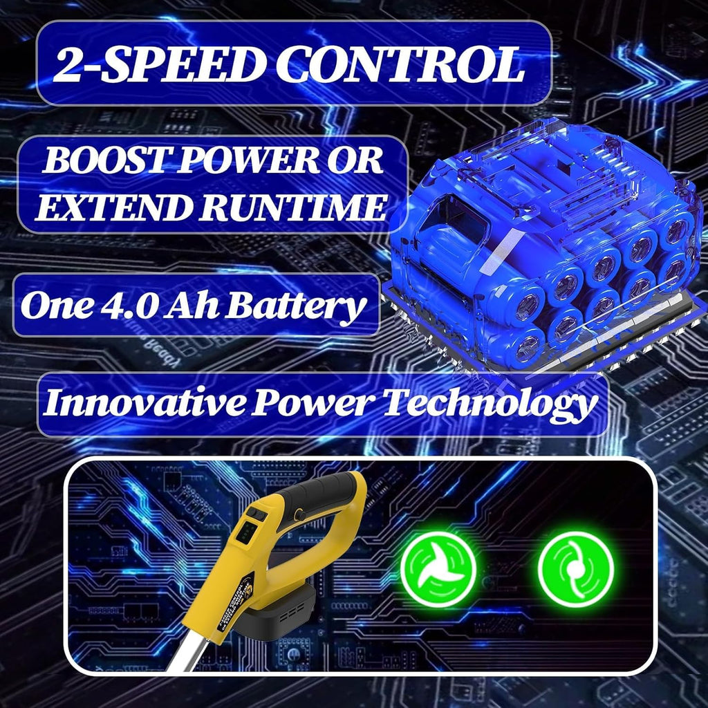 20000 RPM(4.0AhX1) Electric Weed Wacker,Dual-Durable-Line,Metal Blades,Wheel,4-in-1 Battery Powered Weed Eater Cordless+String Trimmer+Edger Lawn Tool+Brush Cutter,Weed Whacker,Weed Trimmer Lawn