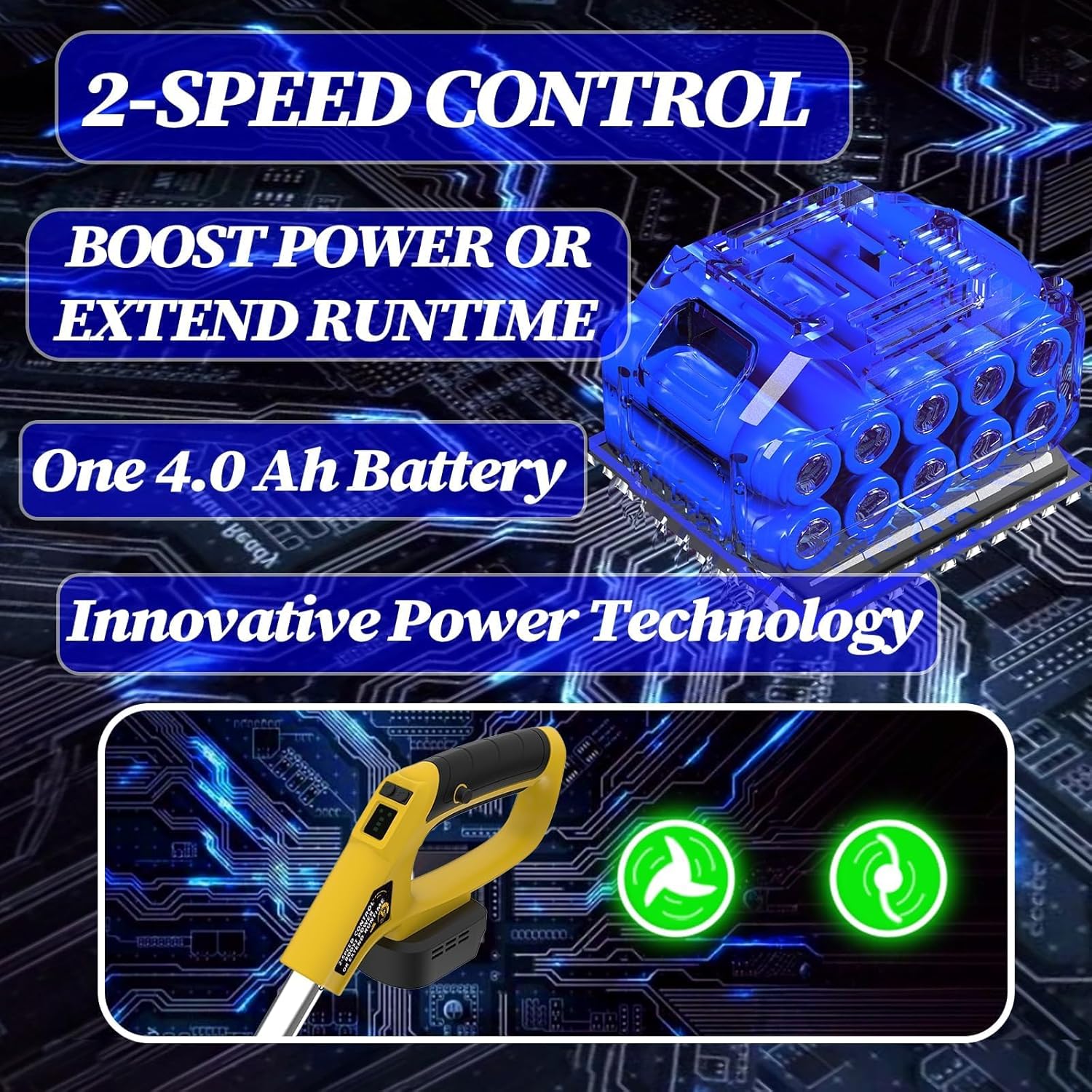 20000 RPM(4.0AhX1) Electric Weed Wacker,Dual-Durable-Line,Metal Blades,Wheel,4-in-1 Battery Powered Weed Eater Cordless+String Trimmer+Edger Lawn Tool+Brush Cutter,Weed Whacker,Weed Trimmer Lawn