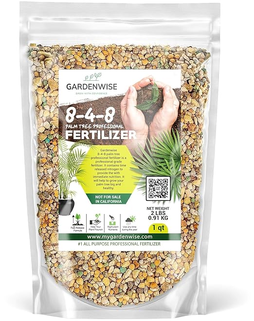8-4-8 Professional Palm Tree Fertilizer Plant Food; for Indoor Potted Plants and Outdoor Landscape Palm Trees; Quick-Release Nitrogen Fertilizer and Continuous Feeding (1 Quart)