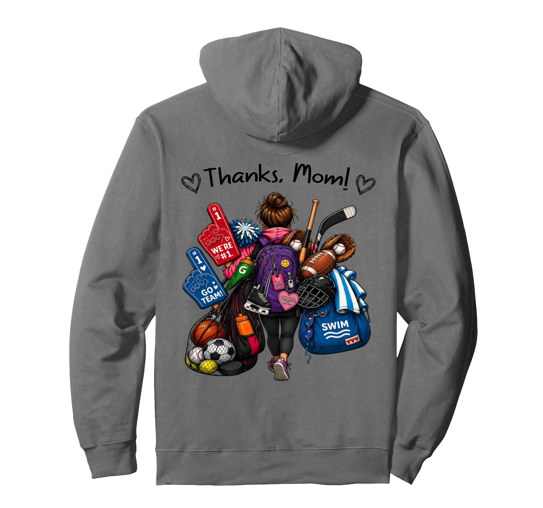 Mothers Day Thanks Mom Soccer Baseball Hoodie - Streetwear Style Men Women