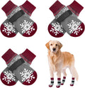 BEAUTYZOO Christmas Winter Anti-Slip Dog Socks with Grips Traction Control for Small Medium Large Dogs, Non Skid Indoor Double Side Pet Paw Protector for Hardwood Floor Wear, Snowflake M