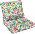 LVTXIII Outdoor Deep Seat Cushion Patio Seat and Back Cushion Set Seasonal Chair Cushion for Dining Arm Chairs, Wicker Chairs and Garden Furniture Decoration, 22"x22"x4", Damask Red