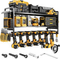 LBT Large Power Tool Organizer Wall Mount with Pegboard, Heightening Garage Power Tool Storage with 7 Cordless Drill Holder, Heavy Duty Metal Tool Shelf Battery Storage, Gifts For Men Father Husband