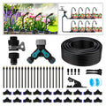 Drip Irrigation Kit - 100 FT. Hose Sprinkler System with 360° nozzles and T-connectors for Gardens, lawns, Plants, Flower beds, Trees, patios and hydroponics (Closeable nozzle-20)