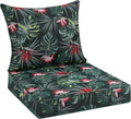 Favoyard Outdoor Seat Cushion 19 x 19 x 3 in Waterproof Pattern Fade Resistant Cover Removable Patio Furniture Cushions Deep Seat & Back Cushion Set with Adjustable Straps for Patio Chair Sofa Couch