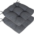 Aoodor 19" x 19" x 5" Tufted Outdoor Chair Cushions, Water Resistant & Fade Resistant Polyester Dining Chair Pads with 2 Straps for Patio Furniture, Set of 2