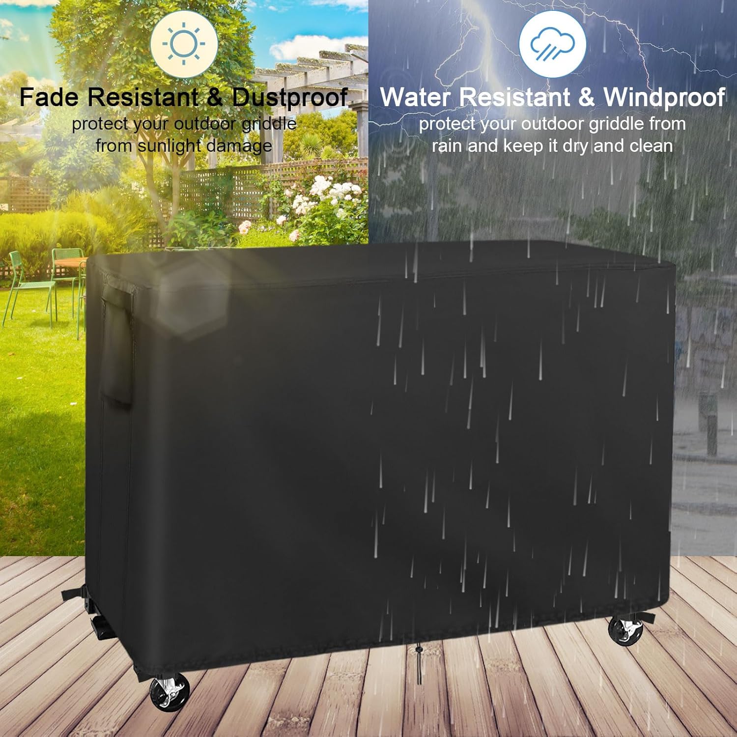 Flat Top Grill Cover Waterproof for Royal Gourmet 8-Burner Gas Grill with Side Tables Down, Weatherproof Cover for Protecting BBQ Grill/Propane Griddle/Outdoor Grill