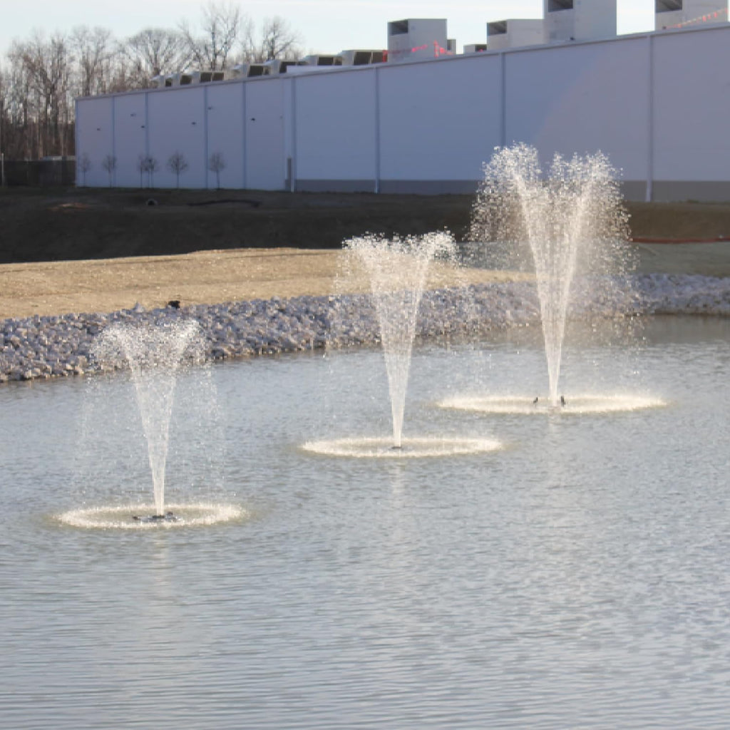 HALF OFF PONDS Floating Fountain – 1.5 HP Pond Aerator with 200' Cord – 12,500 GPH Water Pump – 11 Spray Patterns - Energy-Efficient – for Large Ponds, Lakes & Water Gardens