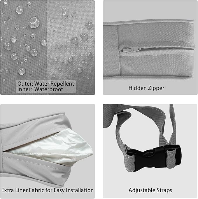 Outdoor Deep Seat Cushion Set 22" x 22", Water Repellent & Fade Resistant Cushion for Patio Furniture, Back & Seat Cushion with Removable Covers for Sofa, Couch, Light Grey