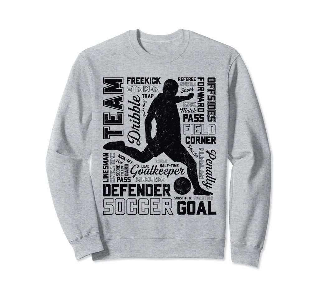 Soccer Typography Word Art Funny Soccer Sweatshirt - Graphic Print Unisex