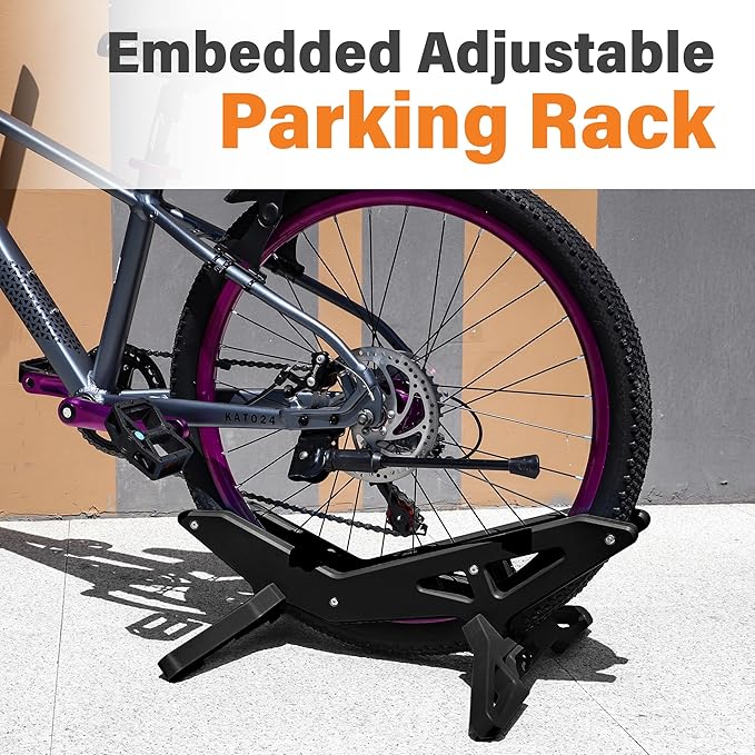 Adjustable Bike Parking Stand Fits 16-29 Inch Bicycles, Compatible with 23c-3.0 Tire Width – Heavy-Duty Plastic, Easy Installation, Stylish Two-Tone Design (Black(2 Pack))