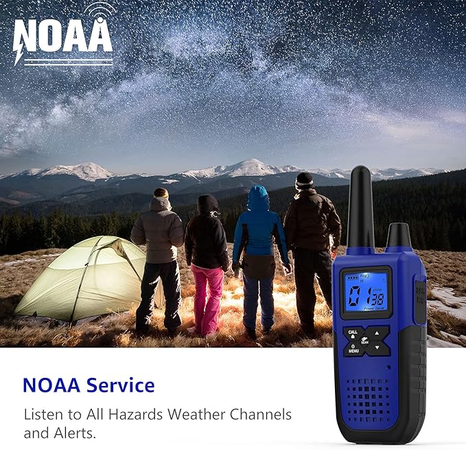 Walkie Talkies for Adults Long Range Rechargeable with NOAA Weather Alert, Multi-Purpose 2 Way Radios 4 Pack for Team Work Seniors Care Kids Adventure Family Camping Hiking Skiing Cruise