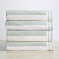 Great Bay Home 100% Cotton Velour 4 Pack Beach Towels 30" x 60" - Light Blue Cabana Stripe Pool Towels - Quick Dry, Large Swim Towels