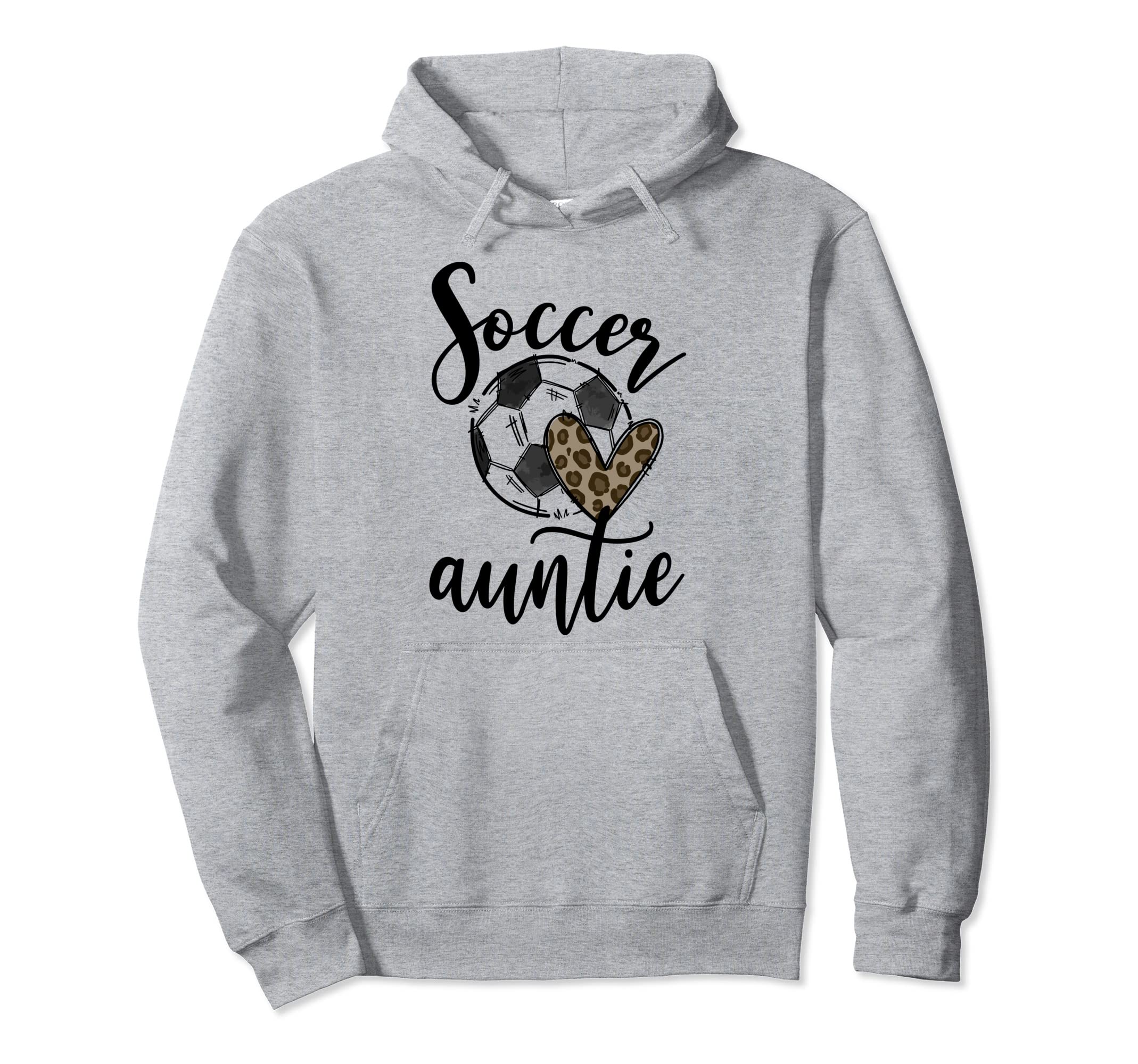 Soccer Auntie Leopard Funny Soccer Hoodie - Fun Novelty Design Unisex