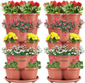 VIVOSUN 2-Pack 5 Tier Vertical Gardening Stackable Planter for Strawberries, Flowers, Herbs, Vegetables, Brown