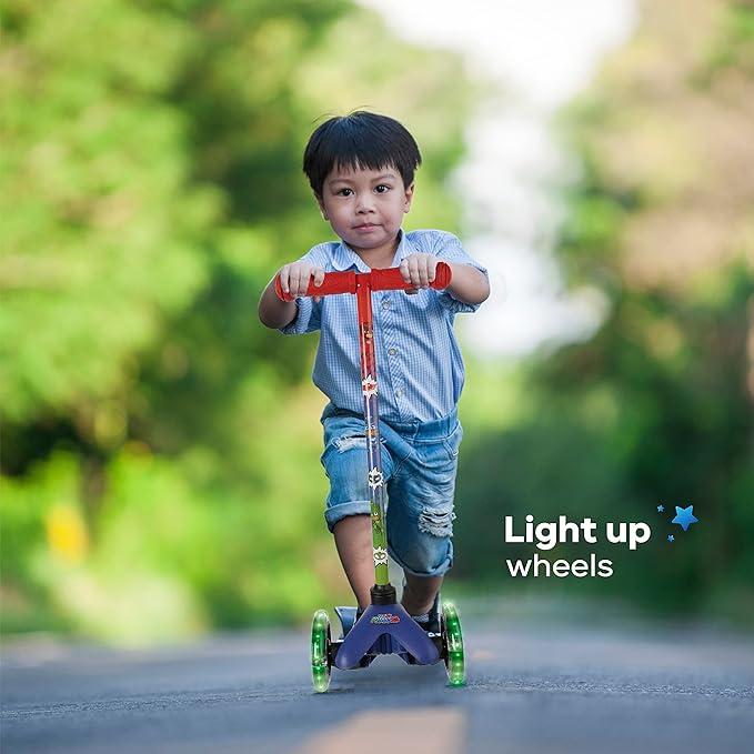 PJ Mask Self Balancing Kick Scooter with Light Up Wheels, Extra Wide Deck, 3 Wheel Platform, Foot Activated Brake, 75 lbs Limit, Kids & Toddlers Girls or Boys, for Ages 3 and Up