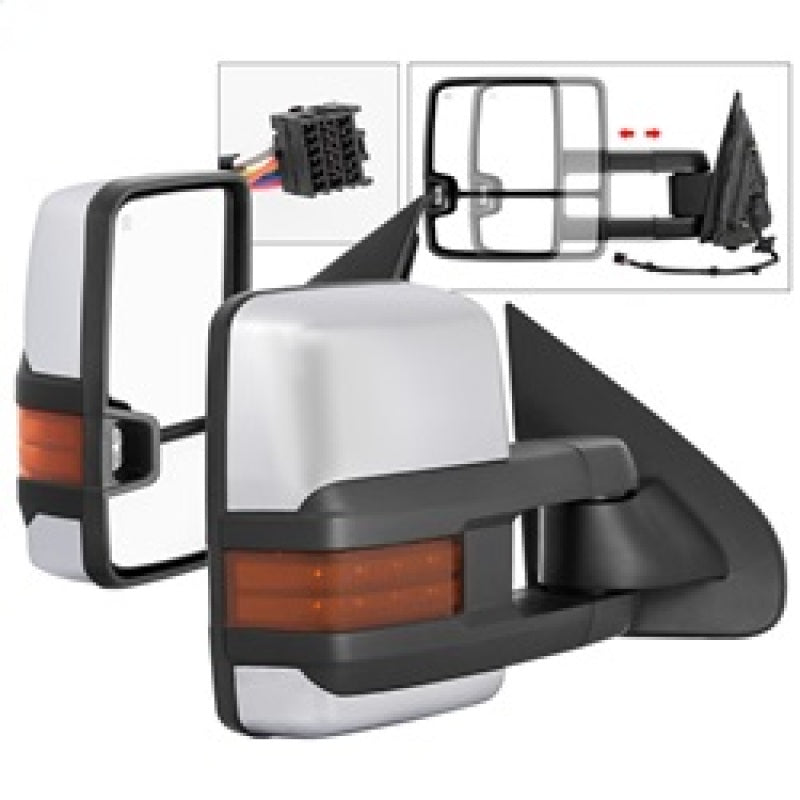 SPYDER xTune Chevy Silverado 14-16 Heated Amber LED Signal Mirror Chrome MIR-CSIL14S-G3C-PWH-AM-SET 9936777