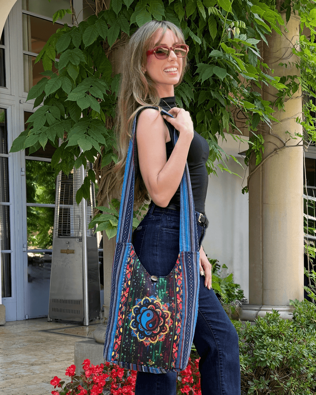 Kathmandu Collection Yin Yang Print Hobo Bag