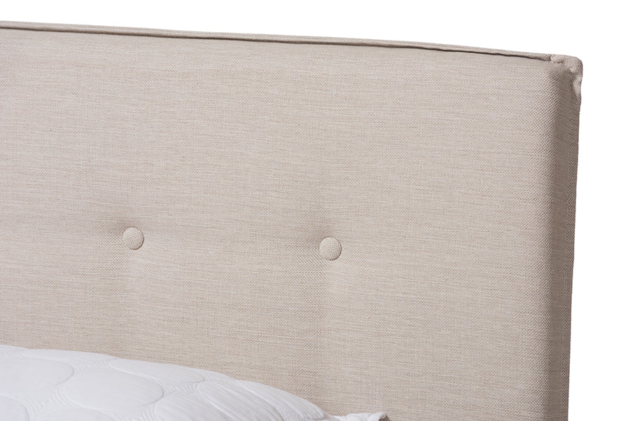 Baxton Studio Audrey Modern and Contemporary Light Beige Fabric Upholstered King Size Bed