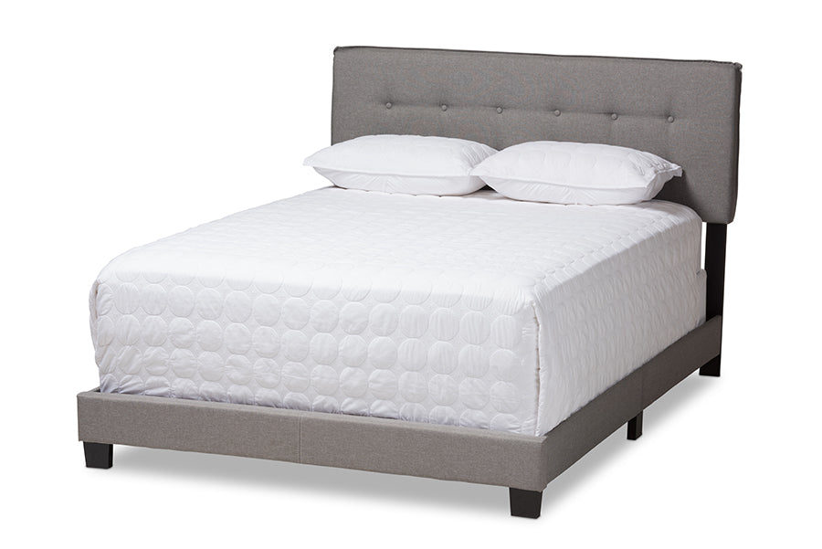Baxton Studio Audrey Modern and Contemporary Light Grey Fabric Upholstered King Size Bed