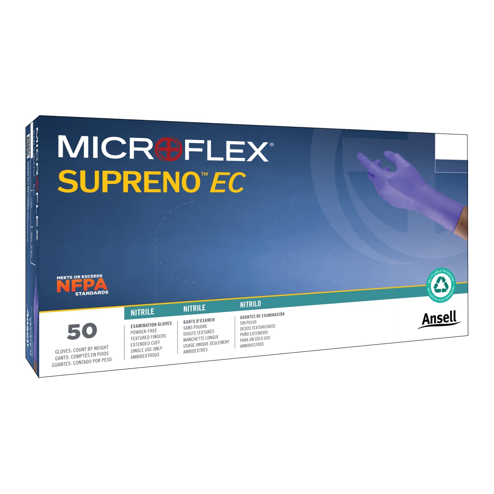 Supreno® EC Nitrile Extended Cuff Length Exam Glove, Large, Blue SEC-375-L