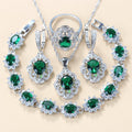 Garnet Cubic Zirconia Earrings Pendant Necklace Bracelet Ring Gift 4 PCs Set