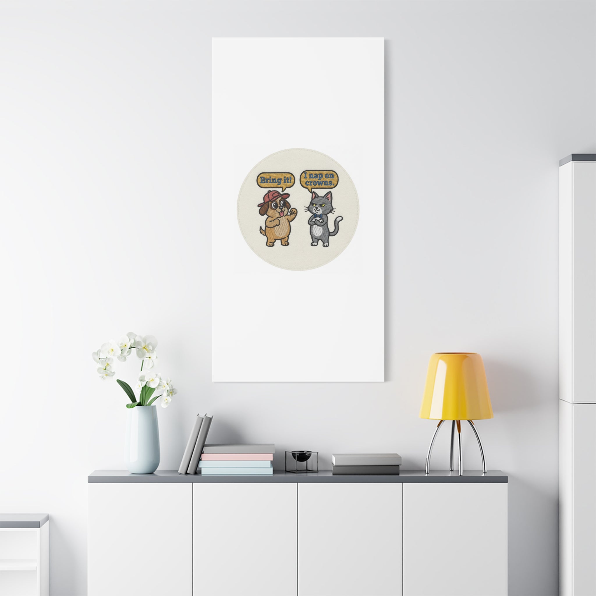 Funny Cat vs Dog Canvas | Pet Rivalry Wall Art