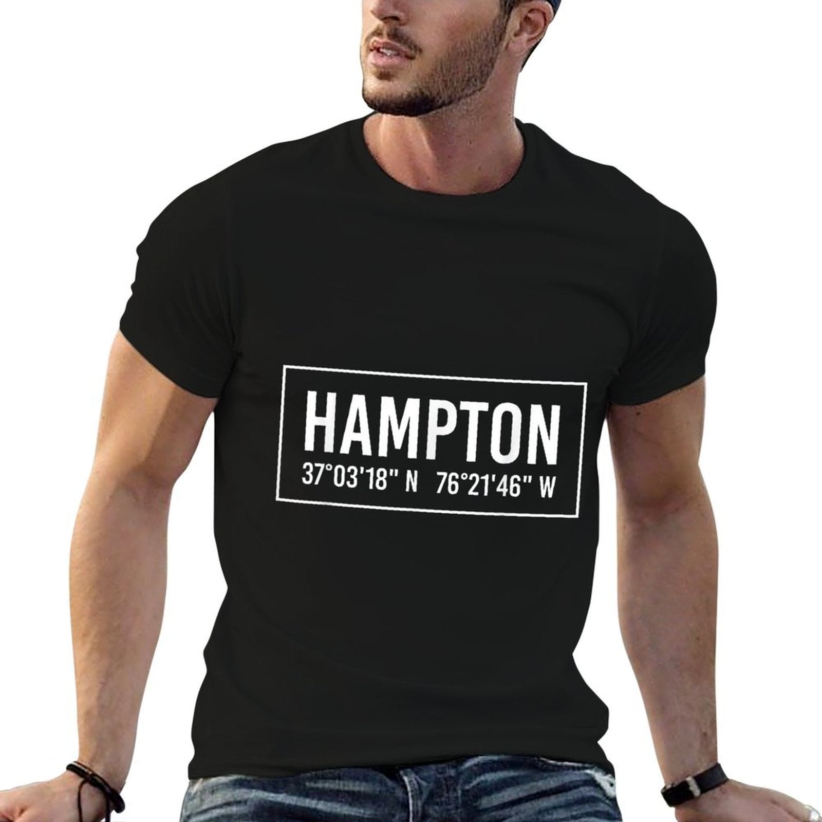 HAMPTON VA VIRGINIA Funny City Coordinates Home Roots Gift  Heathered Texture T-Shirt