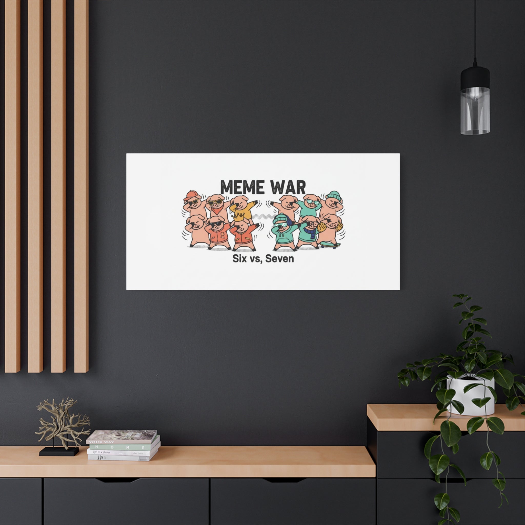 Meme War: Six vs. Seven Canvas Wall Art