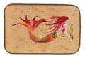 Red Headed Ginger Mermaid on Coral Dish Drying Mat Absorbent Dish Drying Mat Pad for Kitchen Counter Dish Drainer Mat for Countertop, 14 x 21", Multicolor
