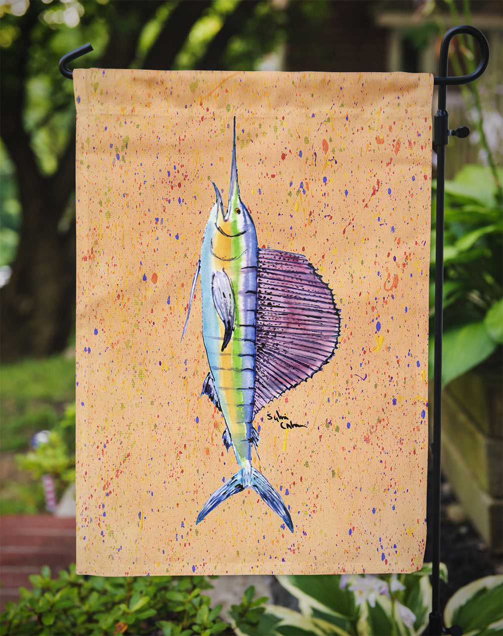 Fish Sailfish Garden Flag Mailbox Decorative Yard Banner Outside Patio Artwork for Flower Beds, Garden Size, Multicolor