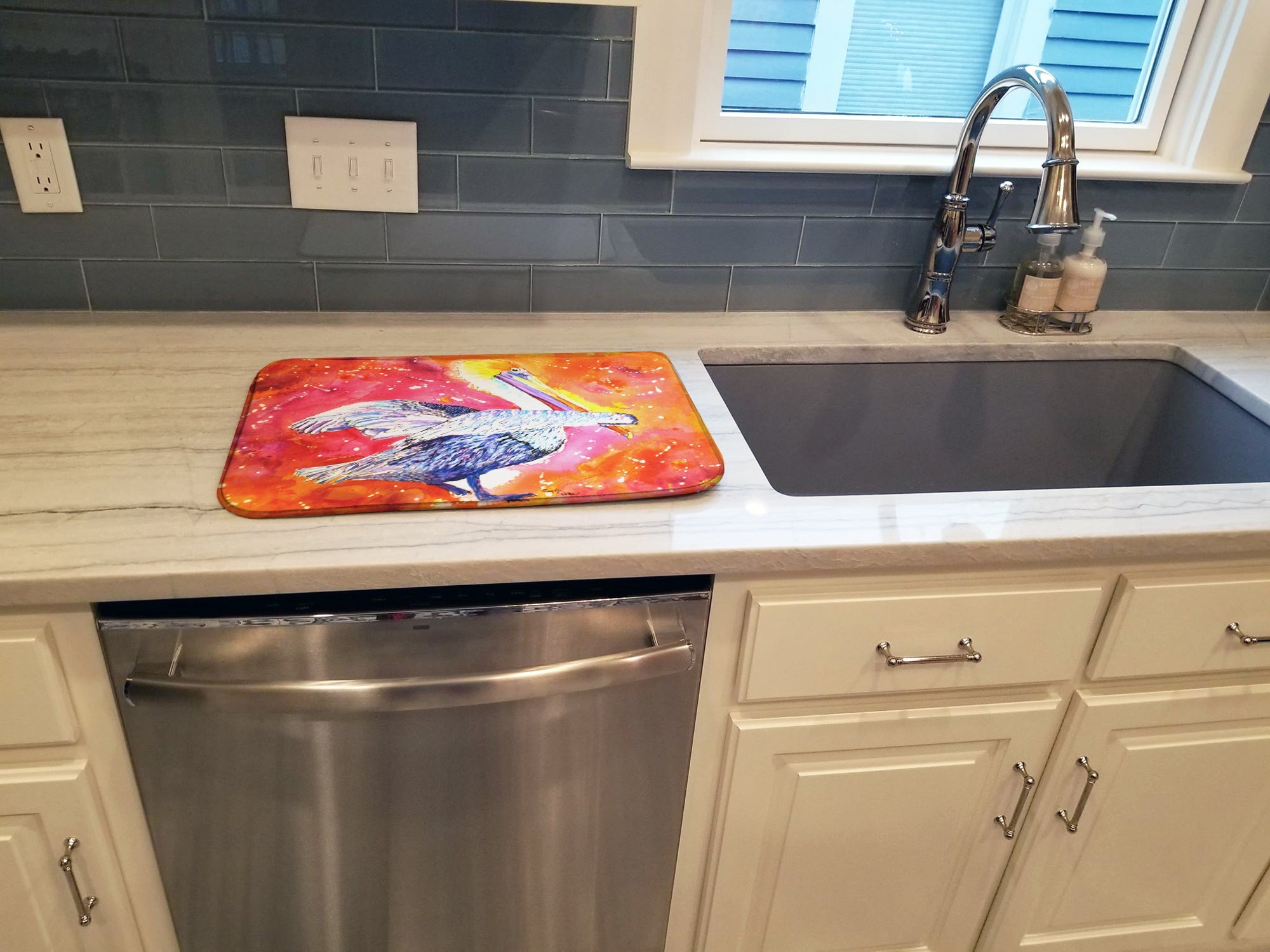 Pelican Dish Drying Mat Absorbent Dish Drying Mat Pad for Kitchen Counter Dish Drainer Mat for Countertop, 14 x 21", Multicolor