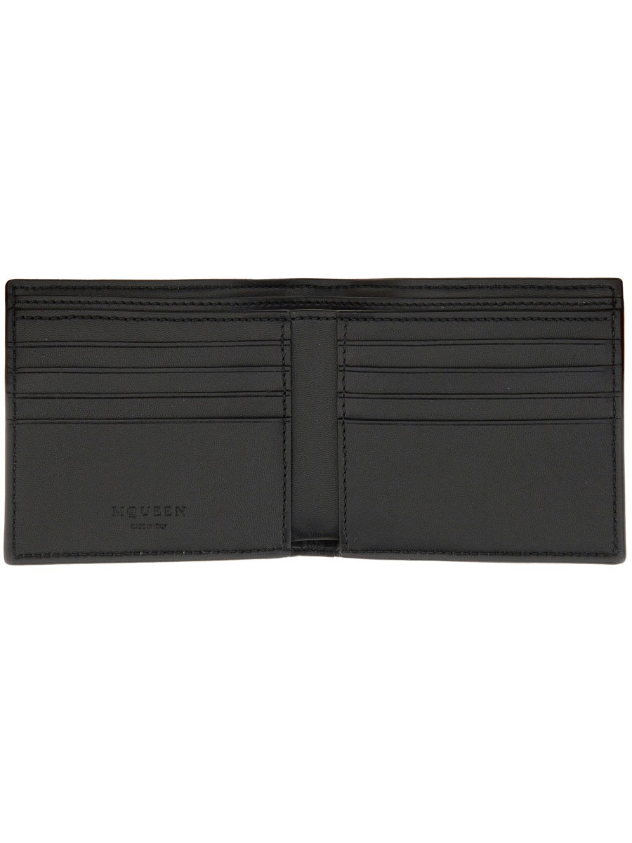 ALEXANDER MCQUEEN Men's Skull Motif Mini Leather Wallet