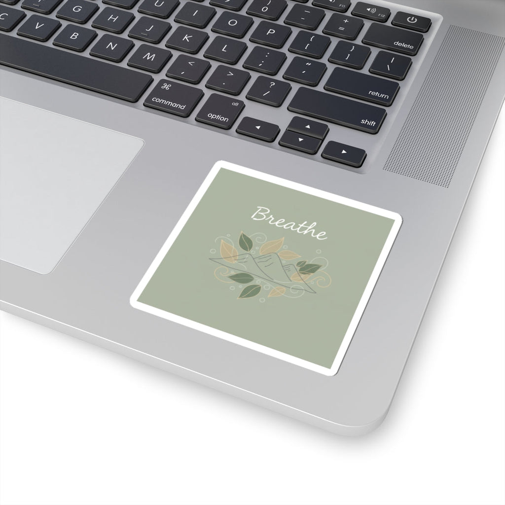 Breathe Mountain Sticker | Nature Vibes Decal, Minimal Forest Moon Phase Style