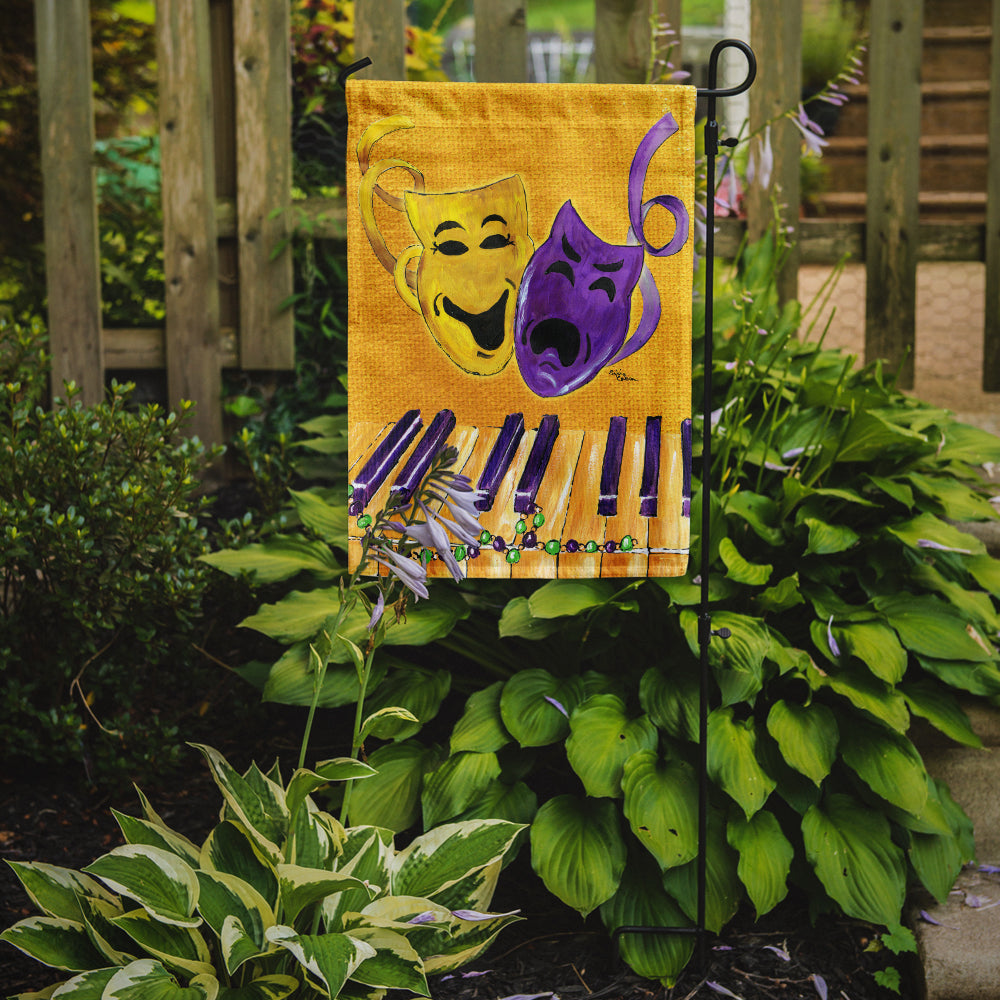 Mardi Gras Piano with Comedy and Tragedy Masks Garden Flag Mailbox Decorative Yard Banner Outside Patio Artwork for Flower Beds, Garden Size, Multicolor