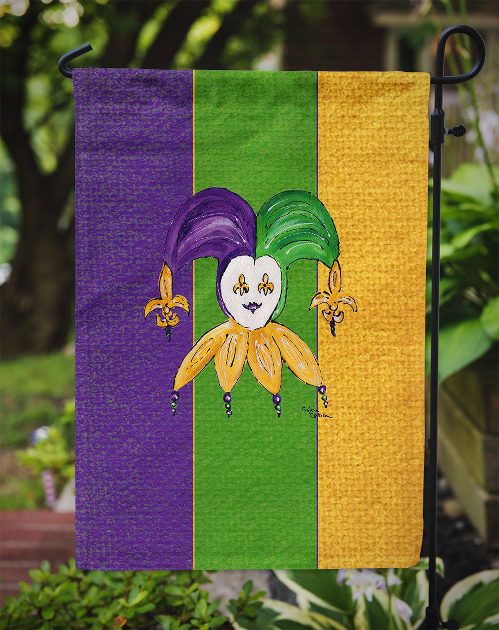 Jester Mardi Gras Garden Flag Mailbox Decorative Yard Banner Outside Patio Artwork for Flower Beds, Garden Size, Multicolor