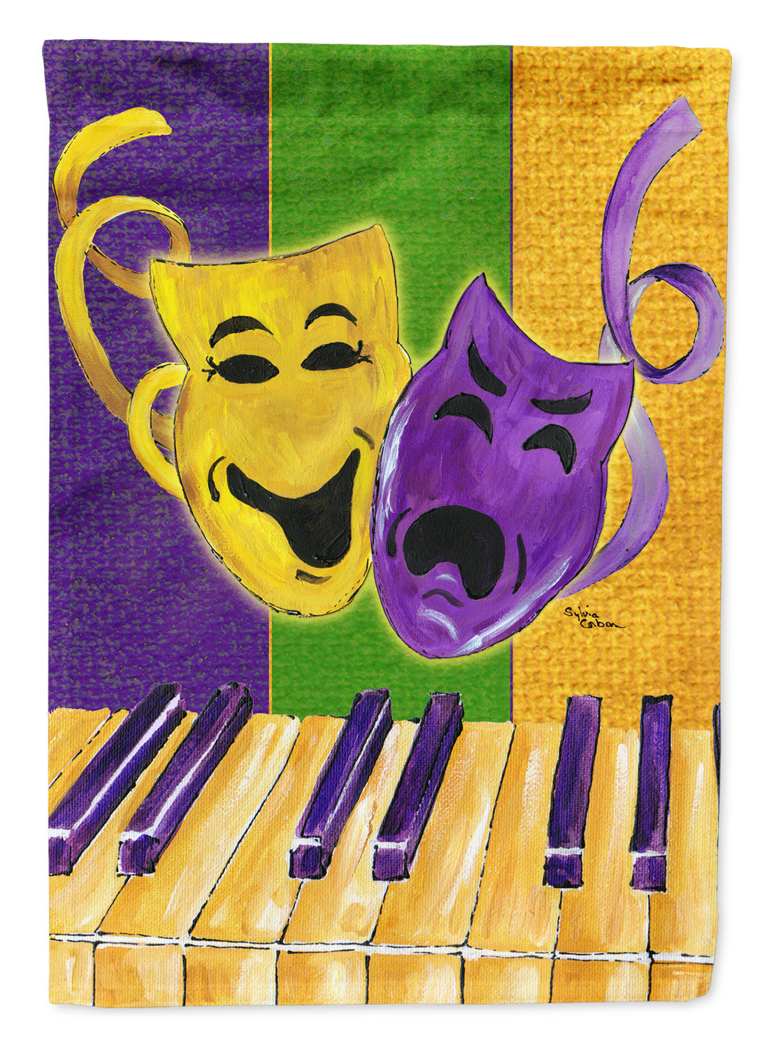 Mardi Gras Piano with Comedy and Tragedy Masks Garden Flag Mailbox Decorative Yard Banner Outside Patio Artwork for Flower Beds, Garden Size, Multicolor