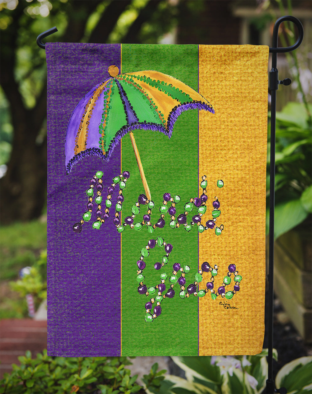 Mardi Gras Second line umbrella Garden Flag Mailbox Decorative Yard Banner Outside Patio Artwork for Flower Beds, Garden Size, Multicolor