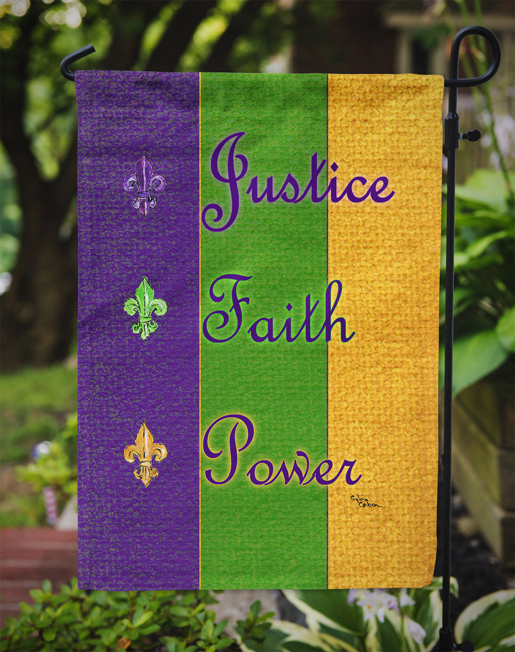 Mardi Gras Peace Faith and Justice Garden Flag Mailbox Decorative Yard Banner Outside Patio Artwork for Flower Beds, Garden Size, Multicolor