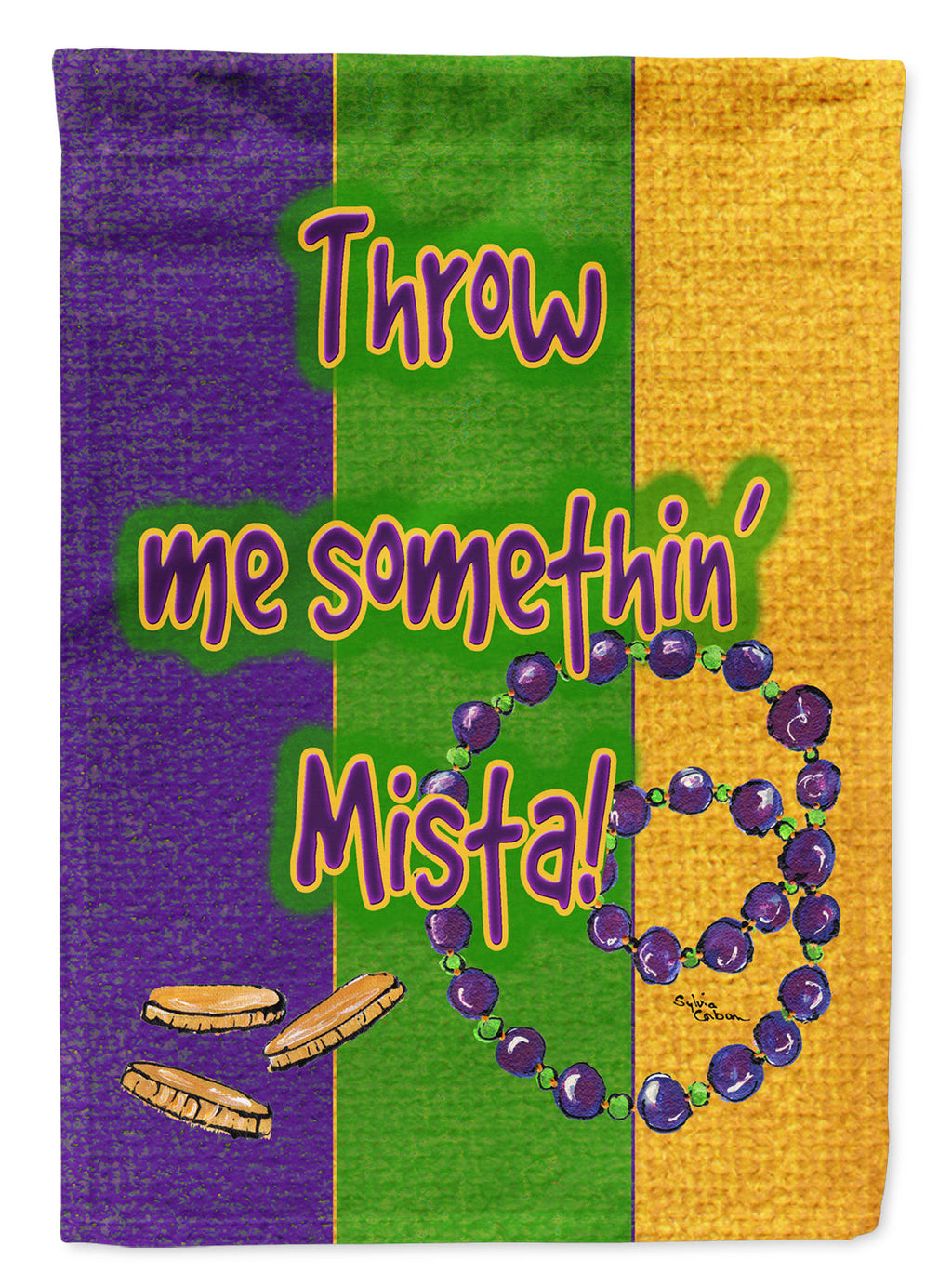 Mardi Gras Throw me something mister Garden Flag Mailbox Decorative Yard Banner Outside Patio Artwork for Flower Beds, Garden Size, Multicolor