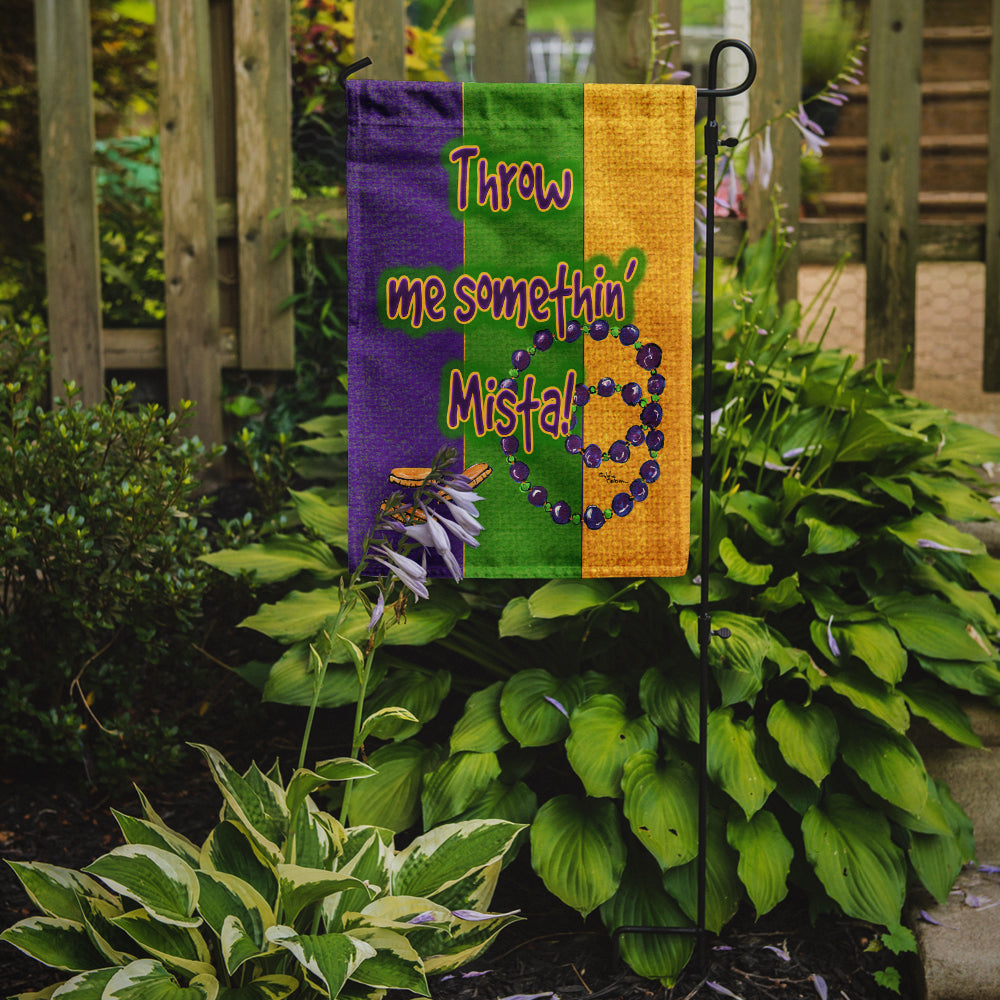 Mardi Gras Throw me something mister Garden Flag Mailbox Decorative Yard Banner Outside Patio Artwork for Flower Beds, Garden Size, Multicolor