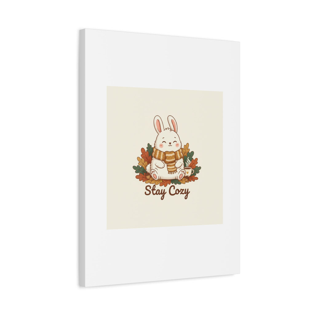 Cozy Bunny Illustration Canvas | Cute Critter Winter Forest Art