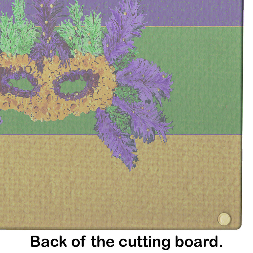 Mardi Gras Cutting Board Tempered Glass Kitchen Cutting Surface, Heat Resistant Chopping, Non-Slip Feet, Food Prep & Serving