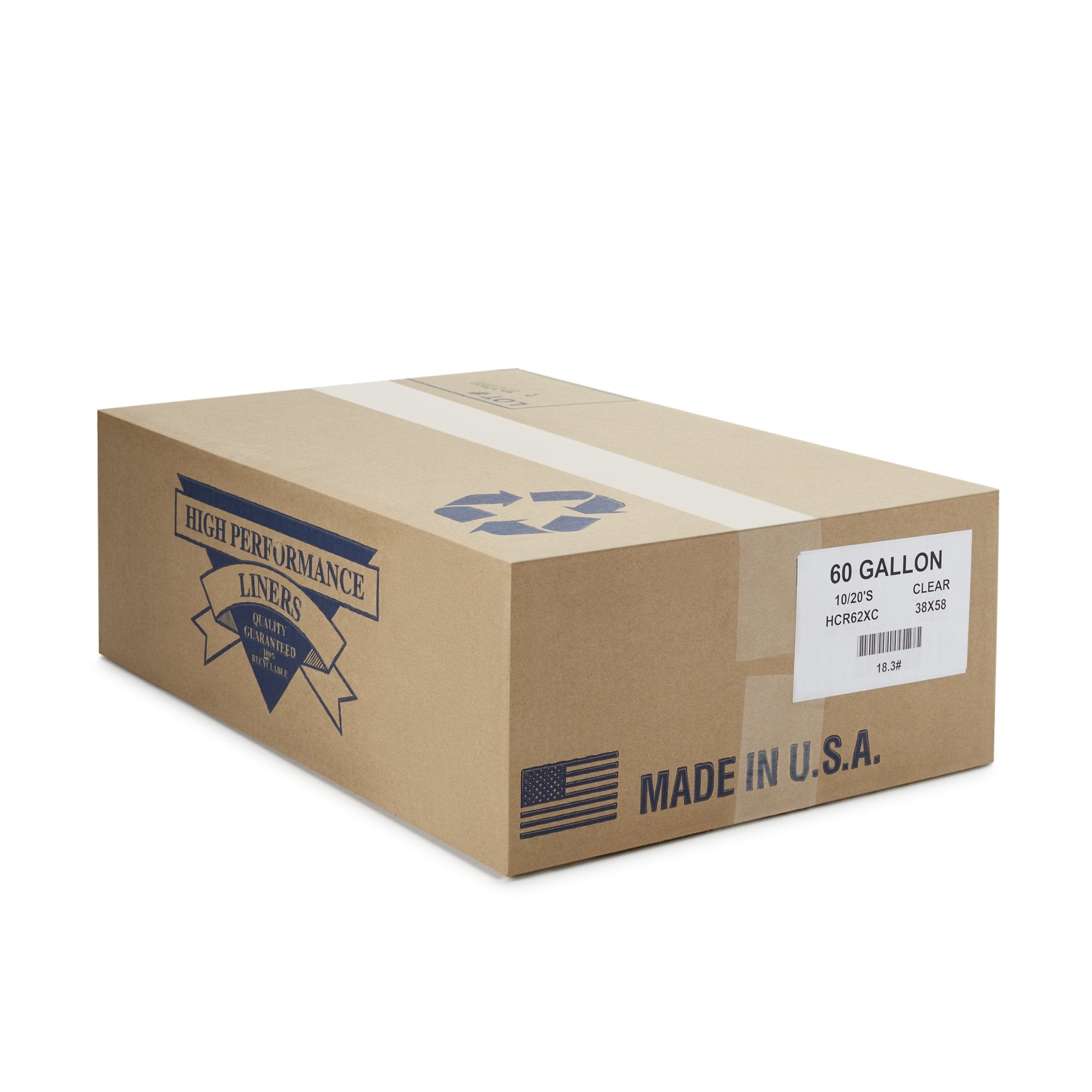 Colonial Bag Extra Heavy Duty Trash Bag, 60 gal, Clear HCR62XC