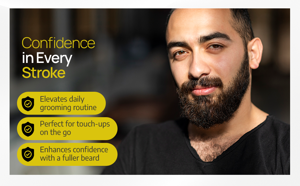 SELZALOT 4-Tip Beard Filler Pen Kit - Waterproof, Sweat-Proof, Long-Lasting Coverage for a Fuller Beard with Brush